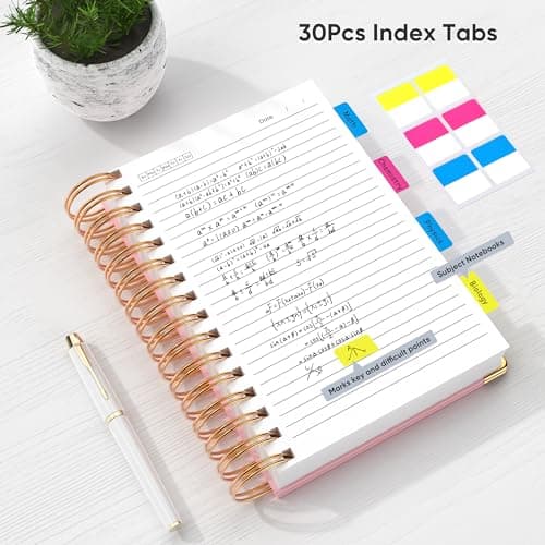 MSTONAL Lined Spiral Journal Notebook for Women Men, Medium A5 300 Pages, College Ruled Hardcover Notebooks for Work and Note Taking, Journals for Writing - Pink - Thumbnail 4