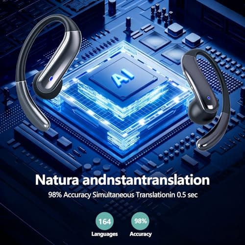AI Translation Earbuds Real Time, Translator Headphones 164 Languages & Accents, Audifonos Traductores Inglés Español, Bluetooth5.4Device for Travel Business Learning Compatible with iOS and Android ﻿ - Thumbnail 3