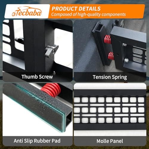 Tecbaba Truck Bed Divider Compatible with 2020-2026 Jeep Gladiator JT Non-Slip Cargo Organizer Management Aluminium Alloy Foldable Keep Organized for Cargo Area All Weather 2025 Gladiator Accessories - Thumbnail 4