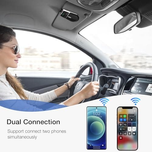 Bluetooth Phone Speaker for Car, SUNITEC Hands Free Bluetooth Car Speaker for Cell Phone, Support Siri Google Voice Assistant, AUTO Power ON Off, Speakerphone with Visor Clip - Thumbnail 4