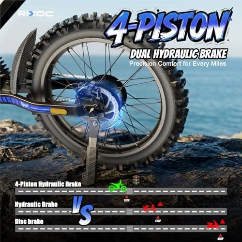 RIXOC GT19 Electric Dirt Bike for Adult,2500W Motor Peak 3000W,39MPH,52V 31.2Ah Removable Battery,62Mile Electric Motorcycle,19" Off-Road Tire E-Bike,Dual Hydraulic Brake, Full Suspension (Blue) - Thumbnail 4