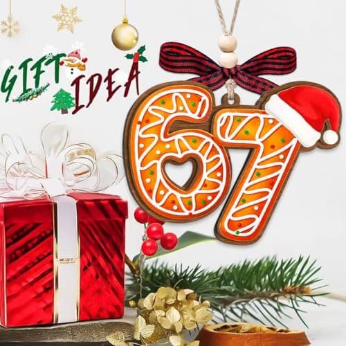 67 Ornament, 6 7 Meme Christmas Ornaments 2026, Gingerbread Wood, Funny Christmas Ornament for Kids, 6 7 Gifts - Thumbnail 5