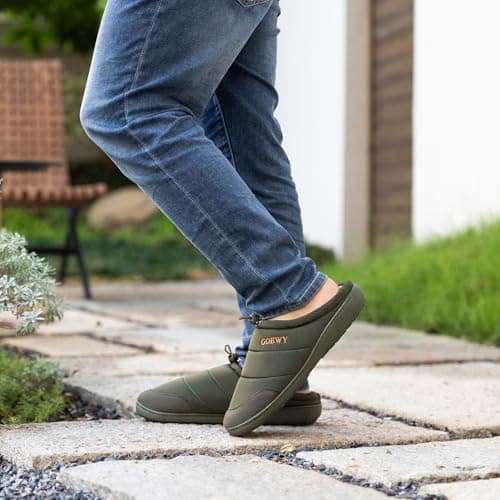 GOEWY Two-Tone Mens Slippers,Indoor and Outdoor House Shoes with Memory Foam,Anti-Slip Bedroom Slippers as Gifts for Mens Him Dad Husband boyfriend - Thumbnail 2