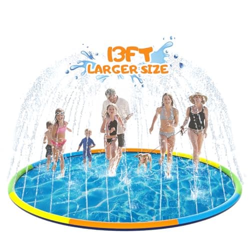 Instraella 13FT Large Splash Pad, Sprinkler for Dogs and Kids, 0.5mm Thickened Durable and Foldable Large Pool, Colorful Summer Outdoor Water Play Mat Toys for Toddlers and Dogs - Image 1