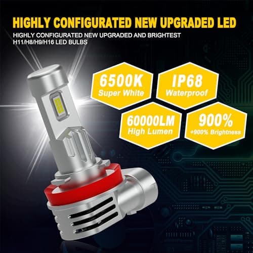 KIMLATAR Latest H11 Light Bulbs,Upgraded 900% Super Bright with Fan Cooling,60000LM Brightness, Real 1:1 Halogen Size,Plug and Play 10-Year Lifespan, H8/H9/H16/ Fog Light Bulbs, Pack of 2 - Thumbnail 4
