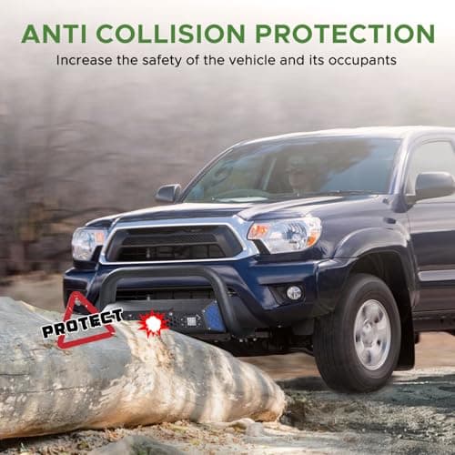 Partree Bull Bar Fit for Toyota Tacoma 2nd gen 05 06 07 08 09 10 11 12 13 14 15 with LED Light & w/License Plate Bracket DIY Paintable Truck Front Bumper Brush Push Bar Front Grille Guard Protector - Thumbnail 4