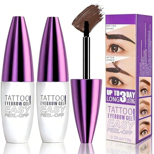 2Pcs Dark Brown Tattoo Eyebrow Gel Easy Peel Off - Waterproof & Sweatproof Tattoo Effect, Transfer-Resistant Multi-Day Wear, All Skin Types Mother’s Day Gift Set​​ - Image 1