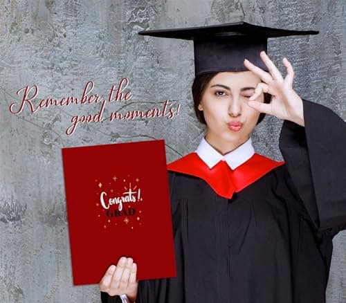 18"X12" Graduation Signature Board - Red & Black Balloons - Class Of 2026 Grad Guest Book Alternative For College & High School Students, Congrats Graduate Gift, Party Favors & Decors(Red) - A09 - Thumbnail 4