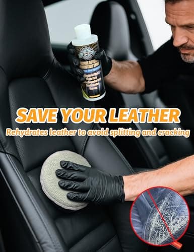 Kingvo Car Leather Conditioner, Leather Protector Repair Kit Car Interior Polish Care for Couch Vinyl Purses Boot Furniture Auto Upholstery,10 OZ - Thumbnail 3