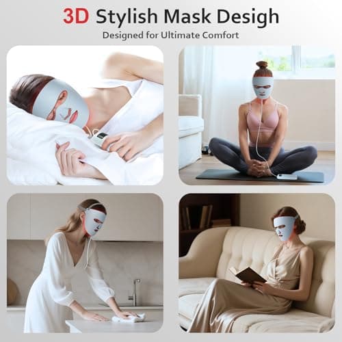Red Light Therapy for Face,Red Light Mask with 850nm NIR, 4 Light Modes LED Light Therapy Mask,3D Stylish LED Mask Skin Care at Home,Valentines & Mother's Day Gift Idea for Women Mom Wife - Thumbnail 6