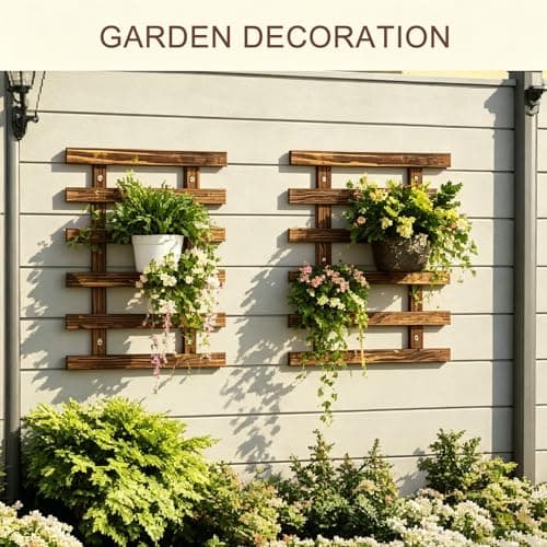2 Pcs Wall Planter for Indoor Outdoor Plants - Wooden Wall Amounted Plant Holder for Hanging Pots, Vertical Pack Wood Garden Trellis for Climbing Plants Orchid Ivy Vine Rose Patio Home Decor, 15.75" - Thumbnail 4