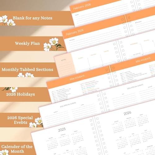CAGIE 2026 Planner Weekly and Monthly from Dec 2025 to Dec 2026 Hardcover Spiral Bound Calendar Yearly Agenda Planners for Women with Stickers, 8.3 x 9.1, Yellow Sunflower - Thumbnail 6