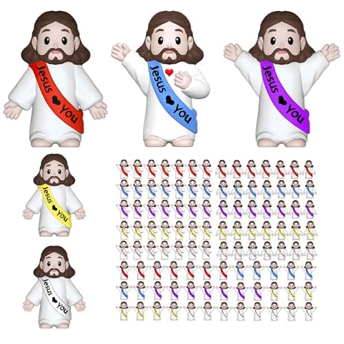 105 PCS Little Jesus Figures,Mini Jesus Figurines - Tiny Statues for Easter Egg Stuffers,Religious Gifts,Parties,Baptism Gifts,Multicolor Miniature Decorations,Hide and Seek Figurines（Multicolor）