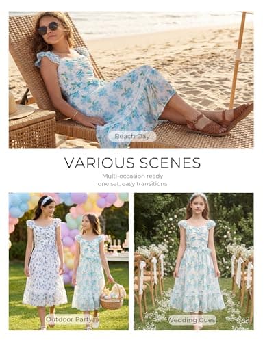 GRACE KARIN Girls Dresses Size 8, Floral Spring Dress for Girls 7-8, Easter Flower Girl Dresses for Wedding Party, Flutter Sleeve Maxi Holiday Dress for Little Girls - Thumbnail 6