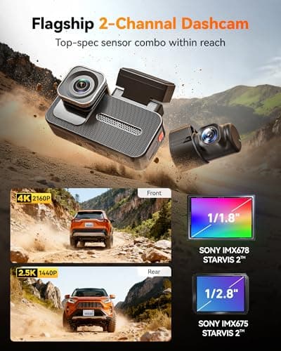 WOLFBOX X5 Duo 4K+2.5K Dash Cam Anti-Shake, 8MP STARVIS 2 IMX678 IMX675, Dual Car Camera Front and Rear, 5.8GHz Wi-Fi GPS, Included 64GB Card, Voice Control, Touch Screen, Parking Mode - Thumbnail 2