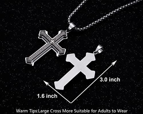 Rehoboth Men's Stainless Steel Nail Cross Pendant Necklace for Men Lord's Prayer Pendant Big Pendant and Strong Chain 24 Inch - Thumbnail 2