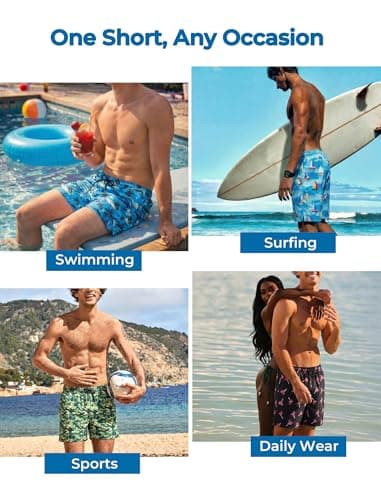 Arolina Mens Swimwear Swim Trunks Compression Liner 7 Inch Board Shorts Bathing Suits Zipper Pockets Camo X-Large - Thumbnail 6