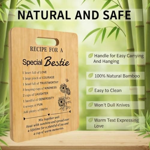 Gift for Bestie Best Friend Birthday Gifts Ideas, Recipe Cutting Board for Besties, Best Gifts for Bestie Female BFF Female Bestfriend Best Friends Gift Bamboo Cutting Board Kitchen Decor - Thumbnail 3