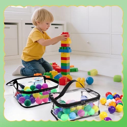 6 Packs Clear Toy Storage Bags, PVC Waterproof Toy Organizer with Zip Reusable Bags for Building Blocks, Board Game, Puzzles - Thumbnail 4