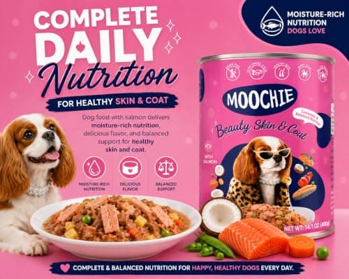 MOOCHIE Skin & Coat Wet Dog Food - Salmon, Chicken & Beef Liver- Grain Free - No Artificial Flavors or Preservatives - 4 × 14.10 oz cans - Thumbnail 4