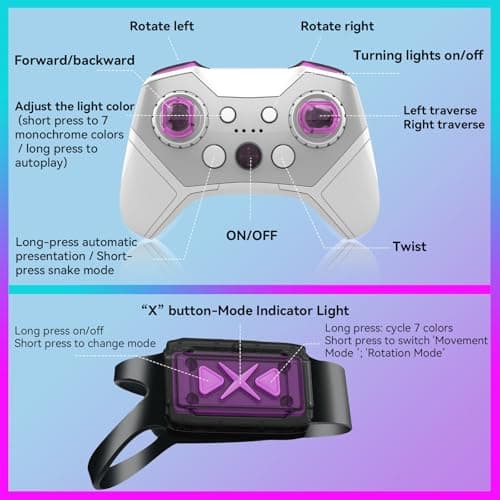 Gesture Sensing RC Stunt Car, 4WD Hand-Controlled 2.4GHz Remote Control Drift Cars for Boys Girls Age 6-8-12, All-Terrain Off-Road Twist Toy Cars with Lights Music for Birthday Gifts(Purple) - Thumbnail 6