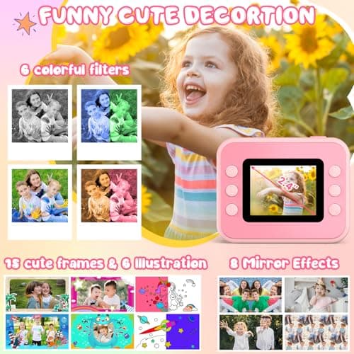 Kids Camera Instant Print, Kids Camera 1080P HD Video Digital Camera, Christmas Birthday Gifts for Girls and Boys, Toddler Toy for 3-12 Years Old - Thumbnail 4