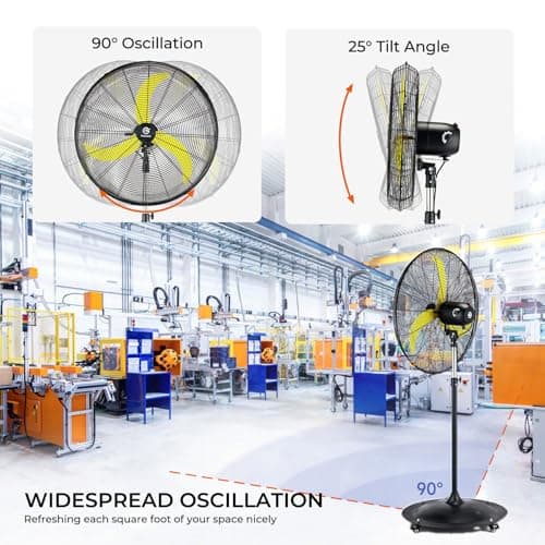 FUGOO 20'' Outdoor Quiet Oscillating Pedestal Fan With Remote Control,All Sealed BLDC Motor, 4-Speed Waterproof Outdoor Fan, Heavy Duty Industrial Fans for House,Patios, Commercial, Garage, Warehouse - Thumbnail 6