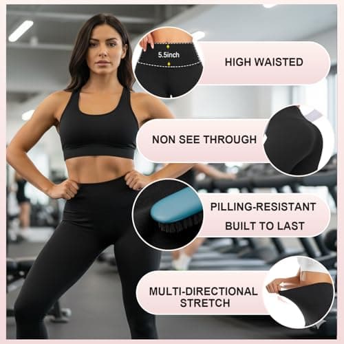 Leggings for Women 3 Pack-High Wasited Tummy Control Yoga Pants Clothing Leggins Duep Dup Cloths Leggingd Legginga Leghings Oants Pans Nirlon Thru Doop Legginhs(3 Pcs Black+Grey+Navy Blue,L-XL) - Thumbnail 5