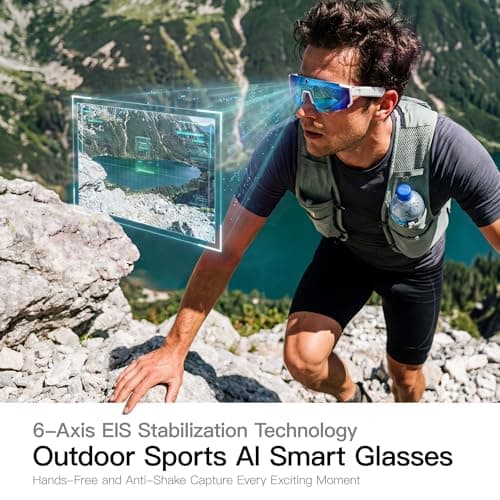 Sport AI Smart Glasses with Camera and EIS Stabilization, Bluetooth 8MP HD Camera 1200P Video Recording, AI Voice Assistant Photo Recognition, Real-Time Translation, Polarized Lenses Sunglasses - Thumbnail 2