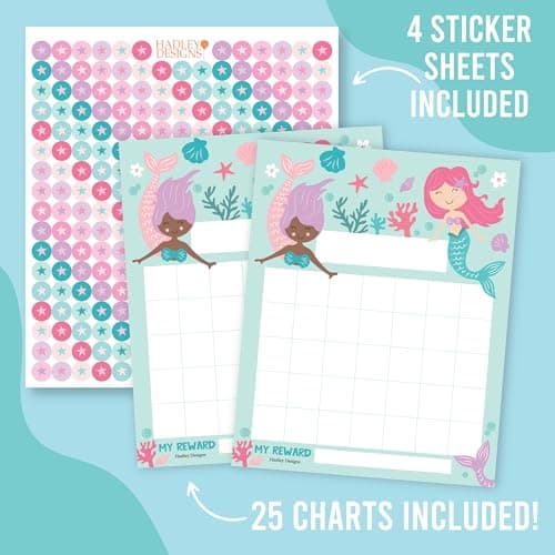 Sticker Chart for Kids Behavior at Home & Classroom - 25 Reward Chart for Kids Incentives, Gold Star Sticker Sheets, Mermaid Incentive Charts for Classroom Must Haves - Thumbnail 3