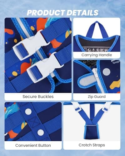 Gogokids Swim Vest for Toddler & Kid 1-2-3-4-5, Adjustable Buoyancy Swimming Vest for Kid Learn to Swim, Toddler Floaty with Removeable Floats and Dual Safety Straps Buoyancy Aid for Pool Beach Puddle - Thumbnail 6