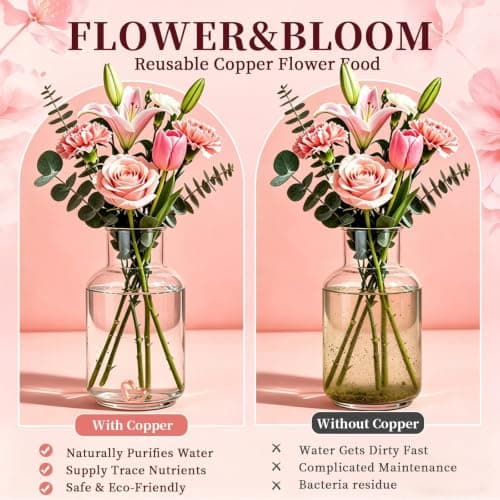 Fresh Cut Flower Food Alternative - Eco Friendly Copper Charm for Floral Arrangements, Keeps Water Clean and Clear, Reusable Vase Accessory for Fresh Cut Flower & Indoor Plant, Gift for Women (1 Pack) - Thumbnail 3