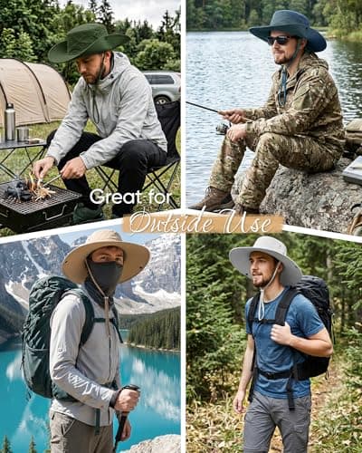 Sun Hats for Men Fishing Hat Outdoor Hiking Beach Summer Hats (Dark Gray) - Thumbnail 6