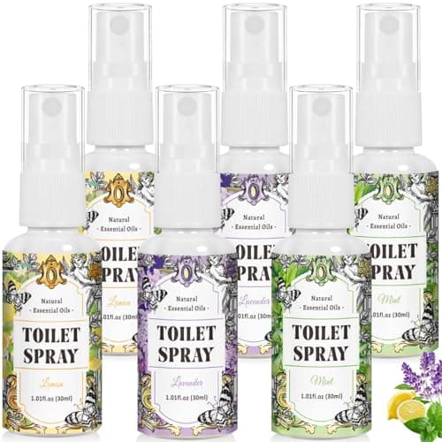 STRN Toilet Spray, 6-Pack Lemon, Mint & Lavender Natural Scent, Portable Instant Odor Deodorizer for Home, Bedroom, Travel Size - Image 1