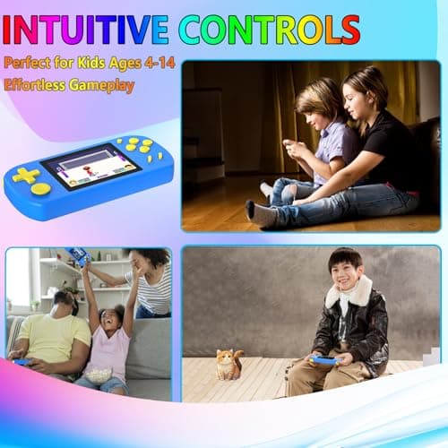 TEBIYOU Handheld Games for Kids Built-in 218 Video Games, Portable Kids Travel Toys for Ages 4-13 with Rechargeable Battery 3.0" HD Screen, Mini Gaming Player Birthday Gifts for Boys Girls (Blue) - Thumbnail 5