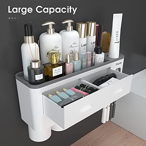 iHave Toothbrush Holders Wall Mounted with Toothpaste Dispenser & 4 Cups - Thumbnail 2