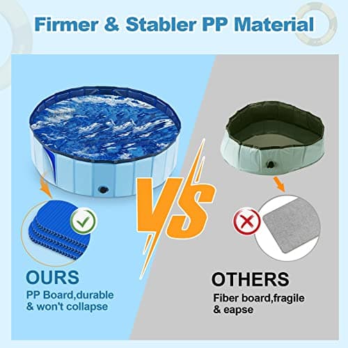 YSJILIDE Portable Dog Pool PVC Pet Swimming Bathtub Collapsible Hard Plastic Pool for Pets to Swim and Bath (M-40"x 12" Blue) - Thumbnail 2