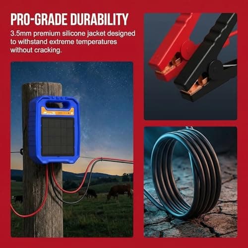 DfuGift Heavy Duty Electric Fence Jumper Cable, 3ft Insulated Jumper Leads with Alligator Clips for Solar Fence Energizer, Ground Rod & Fence Wire - Secure Ranch Protection for Livestock - Thumbnail 2