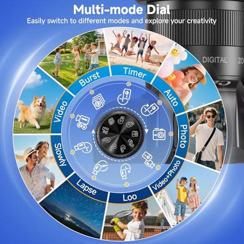 4K Digital Camera for Photography, 64MP Dual Lens Vlogging Camera with 4.0" Touchscreen, Point and Shoot Camera for Beginners Teens, WiFi Digital Camera with 16X Digital Zoom & 64GB SD Card - Thumbnail 6