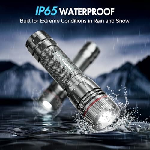 WdtPro Rechargeable Flashlights High Lumens, 2 Pack 10H Long Lasting Super Bright EDC Flashlight, LED Mini Tactical Flash Lights for Camping Emergency, Drop & Water Resistant Grey(Battery Included) - Thumbnail 6
