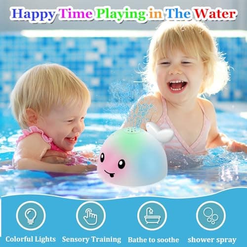 Light Up Toddler Bath Toys - Whale Water Spray Toy Infants Baby Toys 6-12-18 Months Bath Toys for Kids Ages 1-3 2-4 Bathtub Shower Water Pool Toys Bath Fountain Toy 1st Birthday Gifts for Boys Girls - Thumbnail 6