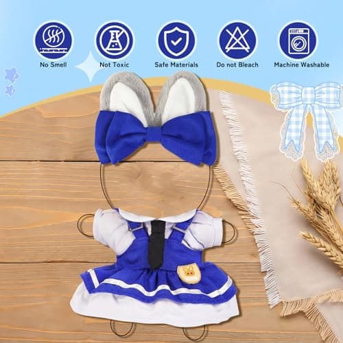 2PCS Bunny Police Doll Outfit Set Blue Shirt and Cap for 15-17cm 4 Inch Blind Box Animal Dolls - Thumbnail 6