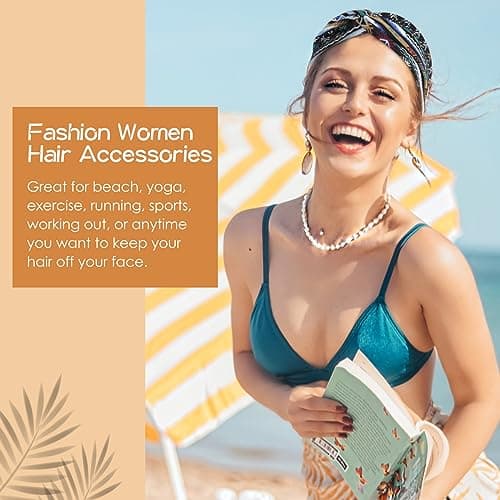 Achiou Boho Headbands for Women, Twist Knotted Head Bands for Women's Curly Hair Non Slip, Wide Turban Cloth Hairbands, Elastic Hair Accessories for Girls Yoga 6 Pack Two Size - Thumbnail 6