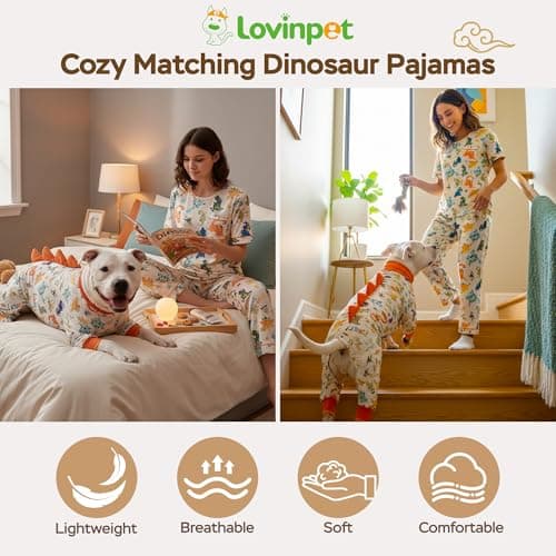 LovinPet Womens Pajama Set, Short Sleeve Sleepwear Set with Capri Pants & Pockets, Soft and Matching Pet-and-Owner Moments, Orange, 2XL - Thumbnail 5