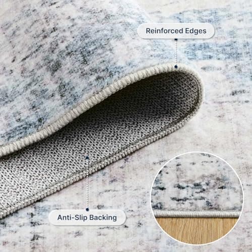 Syrlfar 8x10 Area Rug Living Room Rugs - Washable Rug Large Modern Abstract Soft Thin Carpets Indoor Floor No Slip Vintage Carpet for Bedroom Under Dining Table Nursery Home Office Decor Blue - Thumbnail 6