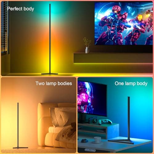 MIHEAL RGB Floor Lamp,16 Million Colors LED Floor Lamps 56" Lamps for Living Room with Music Sync,Standing Lamp with App and Remote Control,Gaming Ambient Lighting Corner Lamp Bedroom Decor - Thumbnail 4