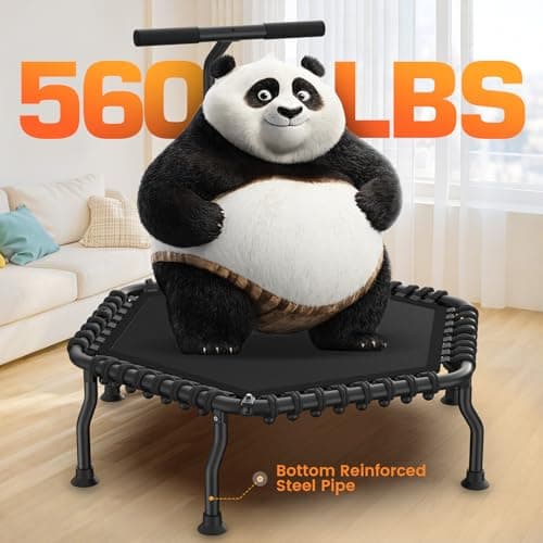ANCHEER 50" Foldable Fitness Trampoline for Adults & Kids, 550 lbs Capacity Bungee Rebounder with Adjustable Handle, Quiet Cardio Workout Equipment for Home Gym, Low Impact Training Indoor/Outdoor Use - Thumbnail 2