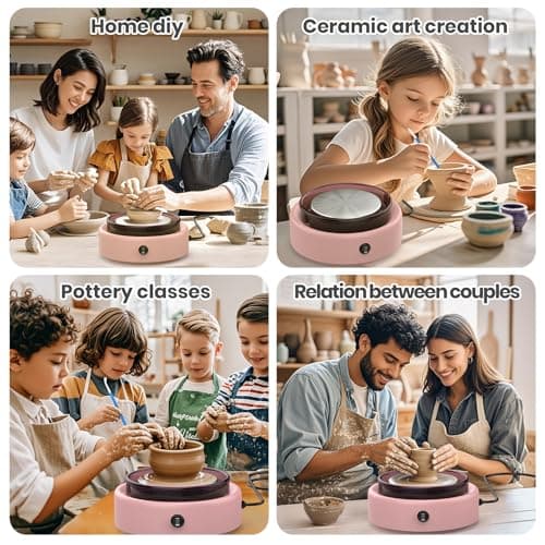 Skirfy Mini Pottery Wheel for Beginners Adults with Foot Pedal9.5" Ceramic Machine for Kids Art Craft Glow in Dark Kits 2.2LB Air-Dry Clay,Carving Tools Adjustable Speed,DIY Projects Birthday Gift - Thumbnail 6