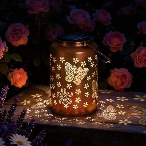 Gifts for Mom 2 Pack Butterfly Solar Lights Outdoor Garden Decor for Outside, Butterflies Solar Lantern Outdoor Waterproof for Outdoor Decor - Thumbnail 2