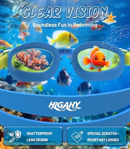 HIGAHY Swim Goggles for Kids 6-14, Anti-Fog UV Protection Clear Swimming Goggles, Leakproof Pool Swim Goggles for Boys Girls (Blueyellow - Yellow Lens) - Thumbnail 4